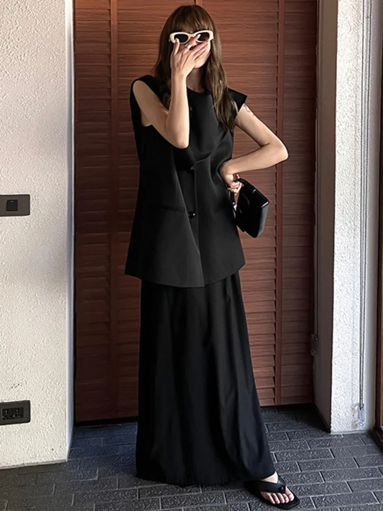 BJTZ Ribbon Scarf Collar Blazer Vest For Women Clothing 2024 Spring New Trend Designer Office Lady Sleeveless Tops HL50