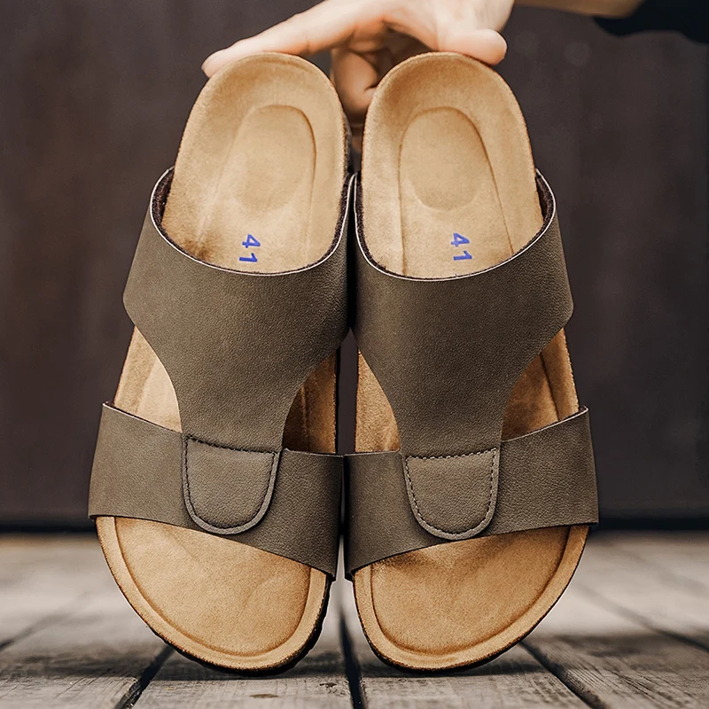 Men's Summer Cork Clogs, Anti-slip Casual Outdoor Slides_voghion.com