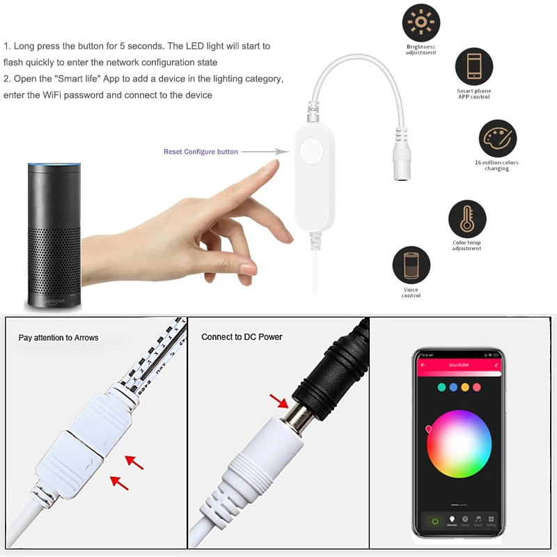 Spot LED Inteligente NEO WIFI - Quadrado 5W 2700K-6500K RGB BIVOLT - Material Elétrico