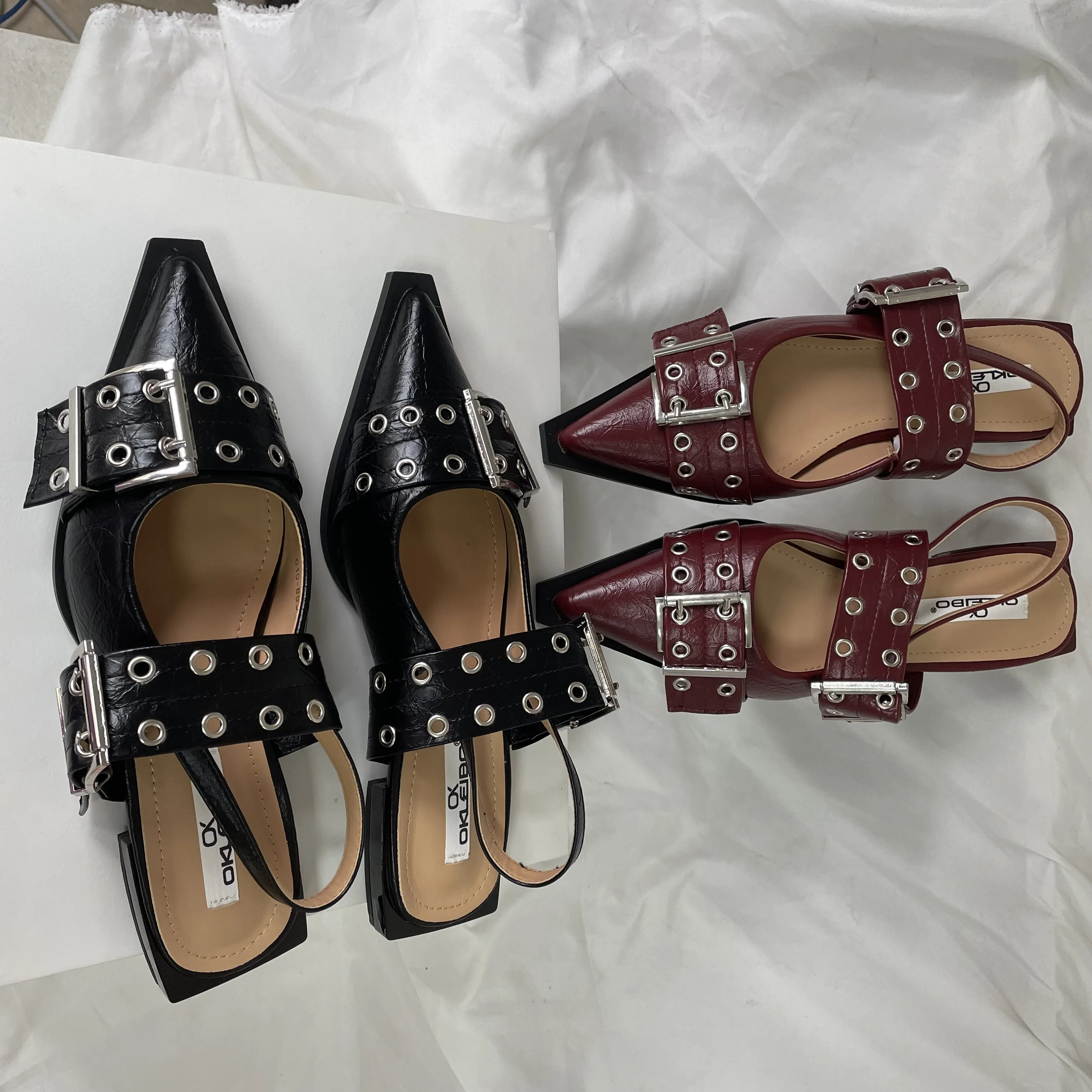 Women Wedge Sandals Women Dress Shoes Women Slingback Sandals Women Flat Shoes Women Shoes Modern Sandals Casual Spring Fashion Buckle Pointed Toe Shoes Slingbacks Footwear Ladies Flats Sandals