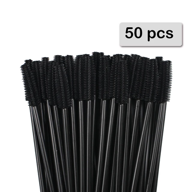 50pcs 실리콘 마스카라 완드 애플리케이터 일회용 속눈썹 브러쉬 빗 여성용 뷰..
