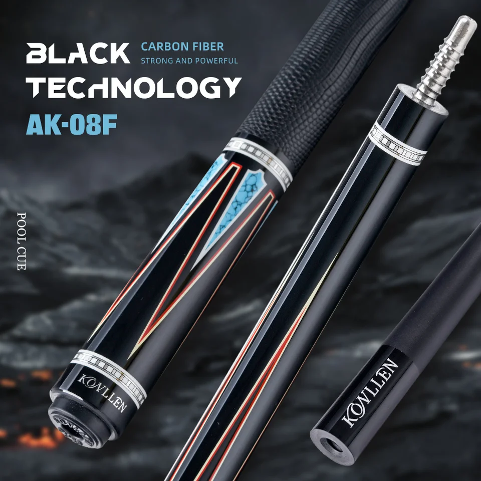KONLLEN カーボンファイバー プールキュースティック リアルインレー ビリヤードキュー (12.5mm チ : KONLLEN カーボンファイバー プールキュー 147cm 12.5mm