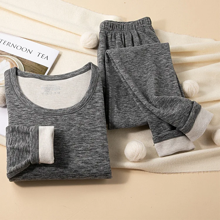 Thermal Underwear Men Women Winter Thick Double Layer Clothes Seamless Warm Lingerie Body Slim Female Thermal Wool Set V765