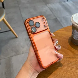 Transparent Shockproof TPU Case with Dust Plug - Enhanced Soft Plating Design - iPhone 17 Pro (Orange)