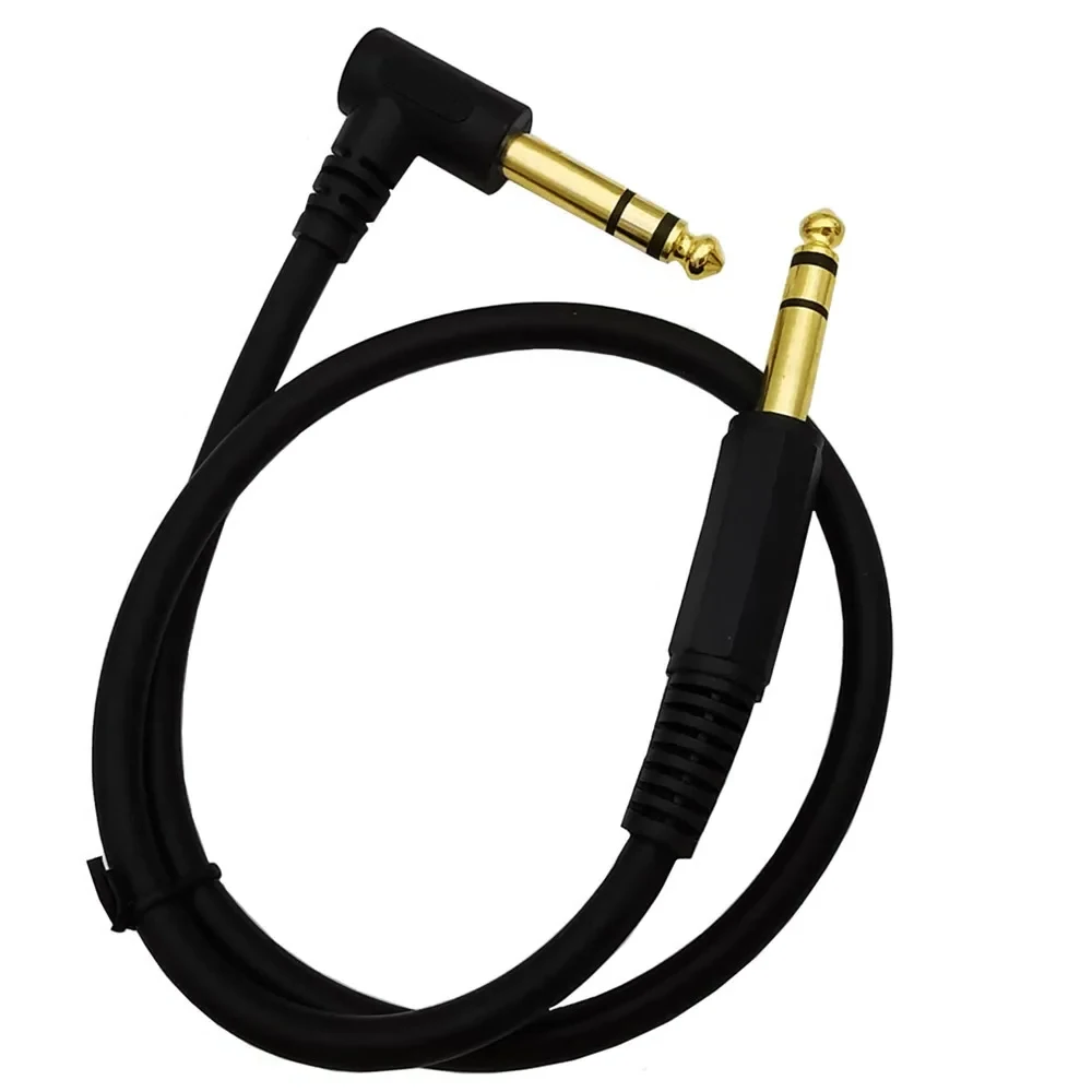 Premium Right-Angle to Straight TRS Instrument Cable – Balanced Stereo Audio Cord
