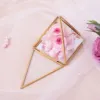 Glass Jewelry Box Golden Geometric Decorative Box Geometric Glass Pyramid Ring Holders for Wedding Birthday Gift S 5