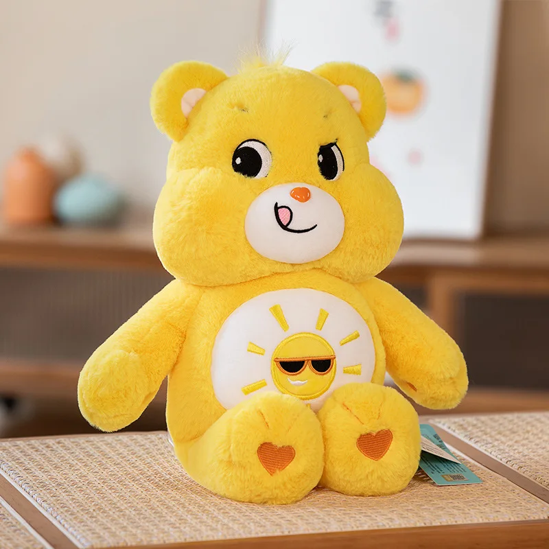 MINISO-Carebears Plush Toy for Children, Rainbow Bear, Blue, Angry Blinking Eye, Soft Sleeping Stuffed Doll,  Gifts 3