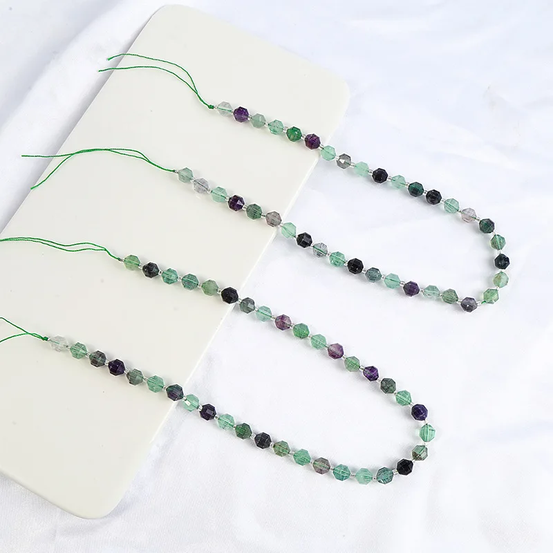 Natural Faceted Fluorite Olive Cut Stone Spacer Beads Loose Beads For Jewelry Making Diy Handmade Bracelet Accessories