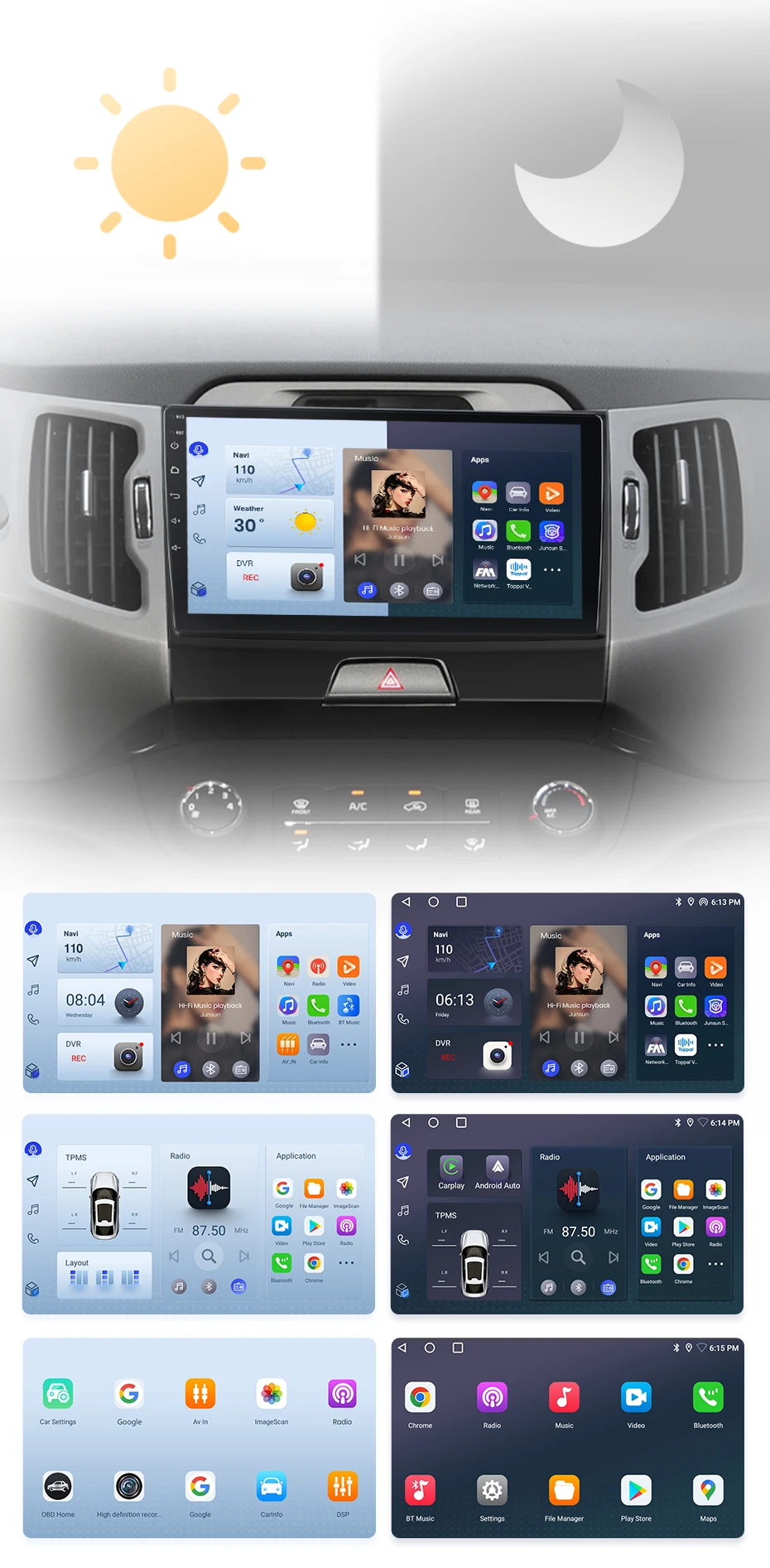 Junsun V1 2G + 32G Android 10 DSP Auto Radio Multimedia Video Player Navigation GPS 2 din Für KIA Sportage 3 2010 2011 2012 2013 2014 2015 2016 keine dvd – Detail 7