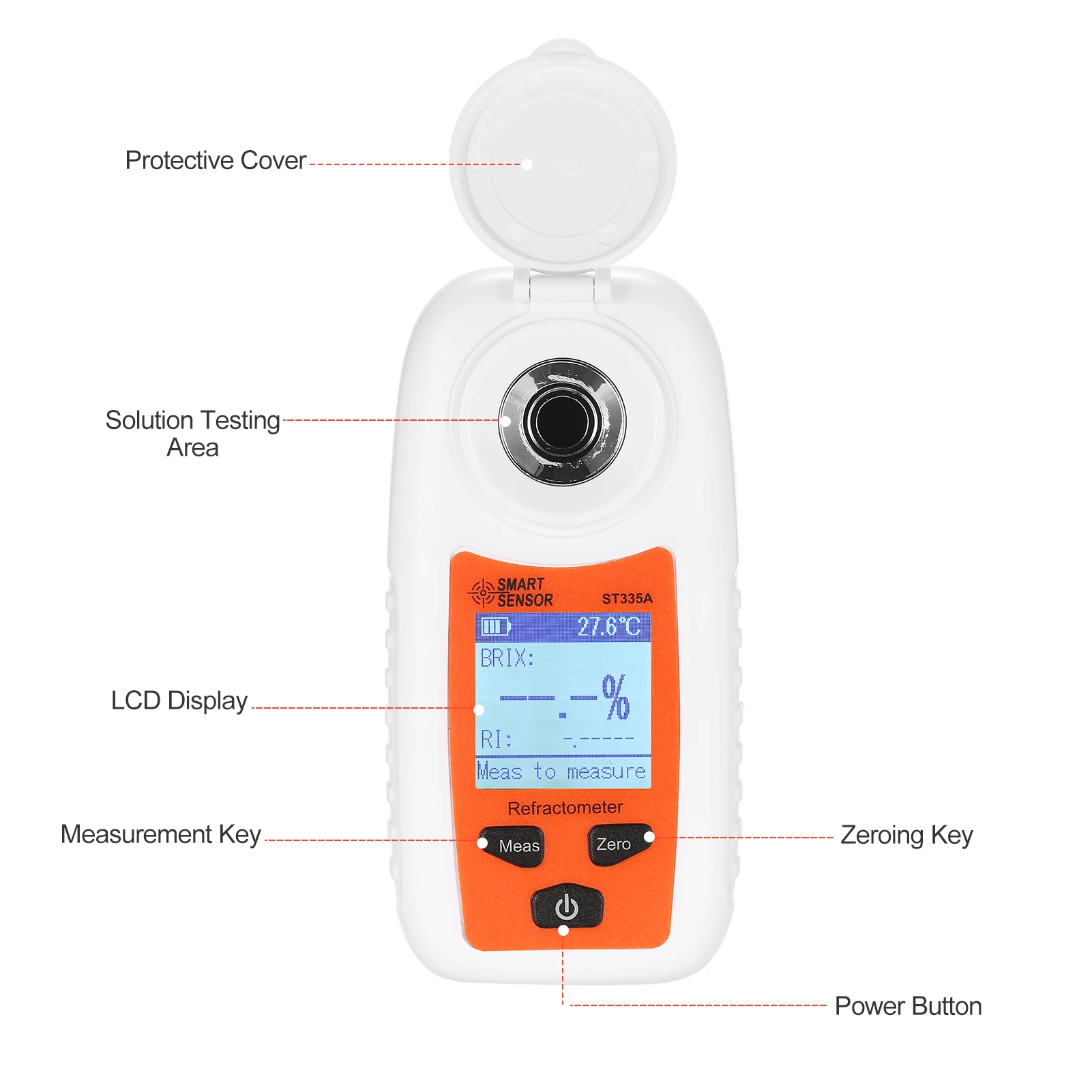 SMART SENSOR ST335A Digital Refractometer ATC Sugar Percent Tester 0-35% Brix Su