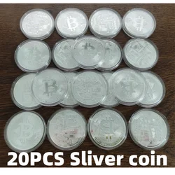 Gold Plated Collectible Bitcoin Coin - Commemorative Art Piece with Display Case (20PCS Silver)