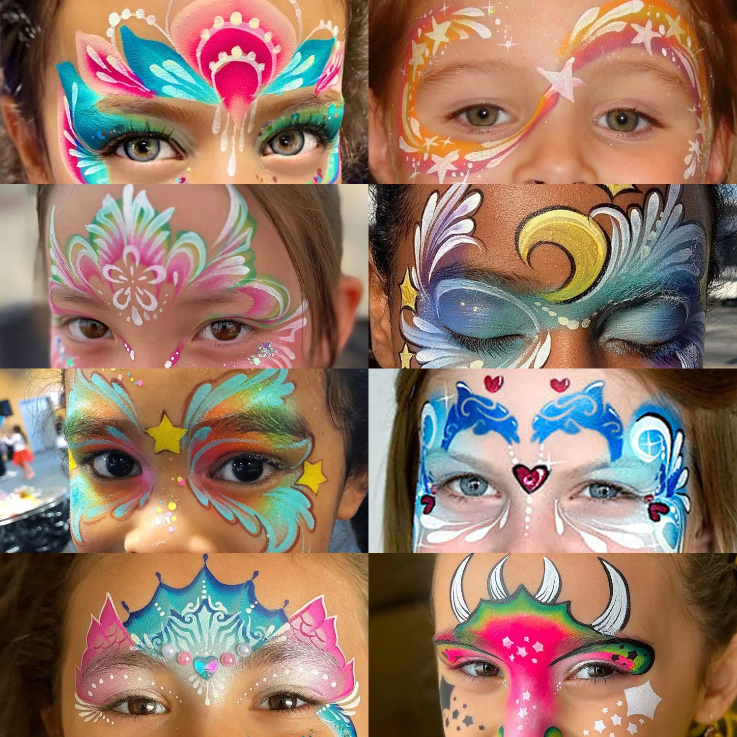 Face Painting Template 16 Face Skeleton Painting Stencil New Mask Set DIY Kids Graffiti Hand Painting Aids Tattoo Stencils Stage Party Holiday Makeup
