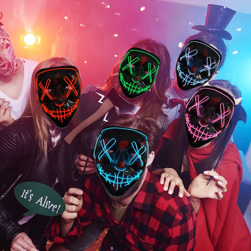 Description Picture 6 of itemLED Neon Light Masks Luminous Glasses Halloween Party Scary Horror Props Decoration Cosplay Costume Supplies Glow in The Dark