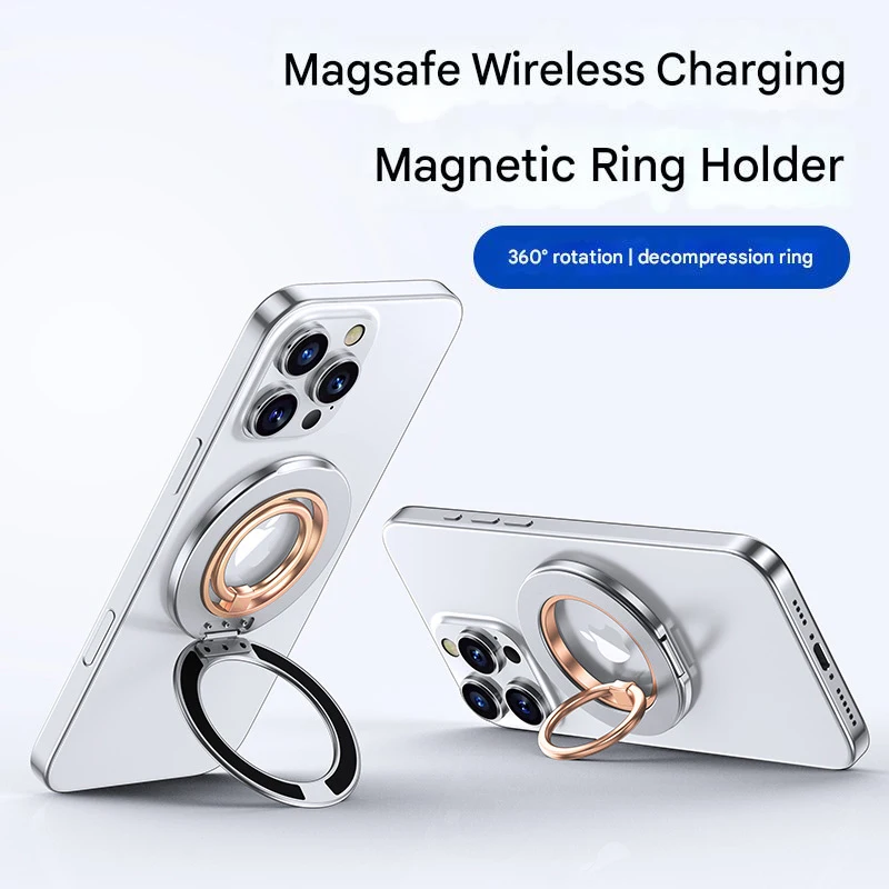Magnetic 360° Rotating Phone Holder with Dual Ring Buckle and Decompression Damping