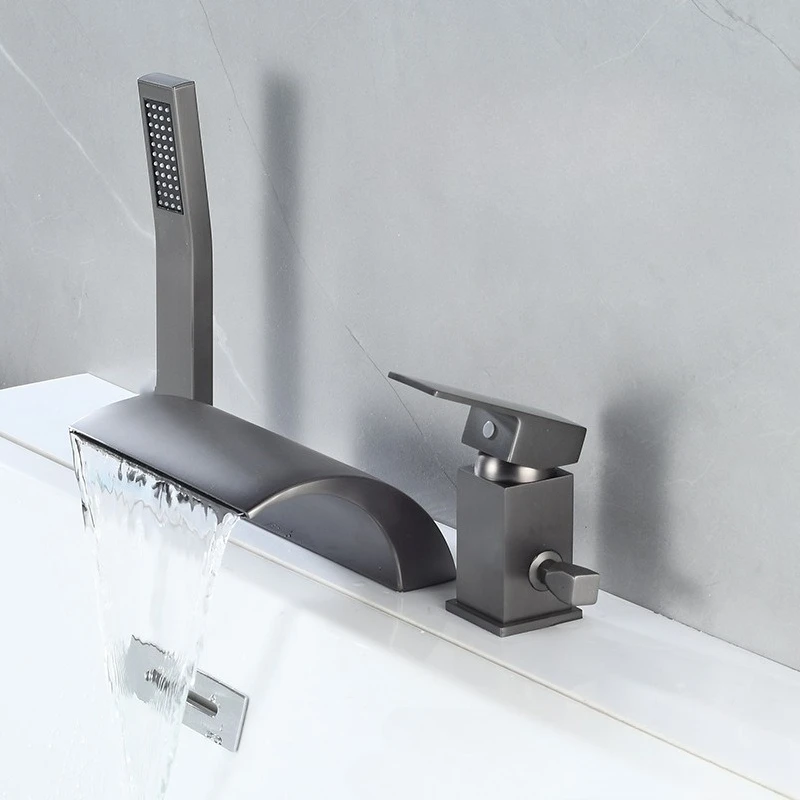 ก๊อกน้ำอ่างอาบน้ำแบบตั้งพื้น น้ำร้อนน้ำเย็น ทองเหลืองแท้ ชุด 3 ชิ้น ก๊อกผสมอ่างอาบน้ำ 1