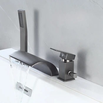 ก๊อกน้ำอ่างอาบน้ำแบบตั้งพื้น น้ำร้อนน้ำเย็น ทองเหลืองแท้ ชุด 3 ชิ้น ก๊อกผสมอ่างอาบน้ำ 1