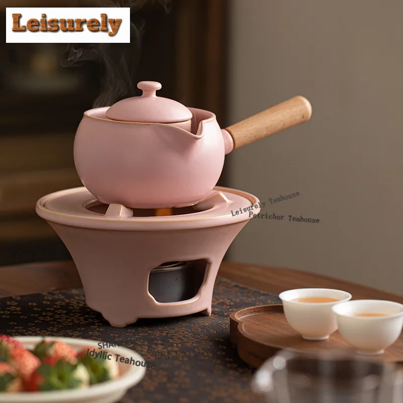 500ml Sakura Pink Soda Glaze Full Round Side Handle Teapot Handmade Tea Infuser Pot Tea Maker Kettle With Strainer Teaset Gift