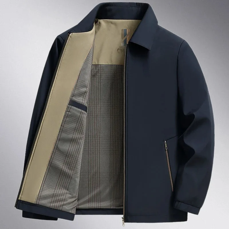 سترة خفيفة الوزن بياقة قلابة للرجال في منتصف العمر...