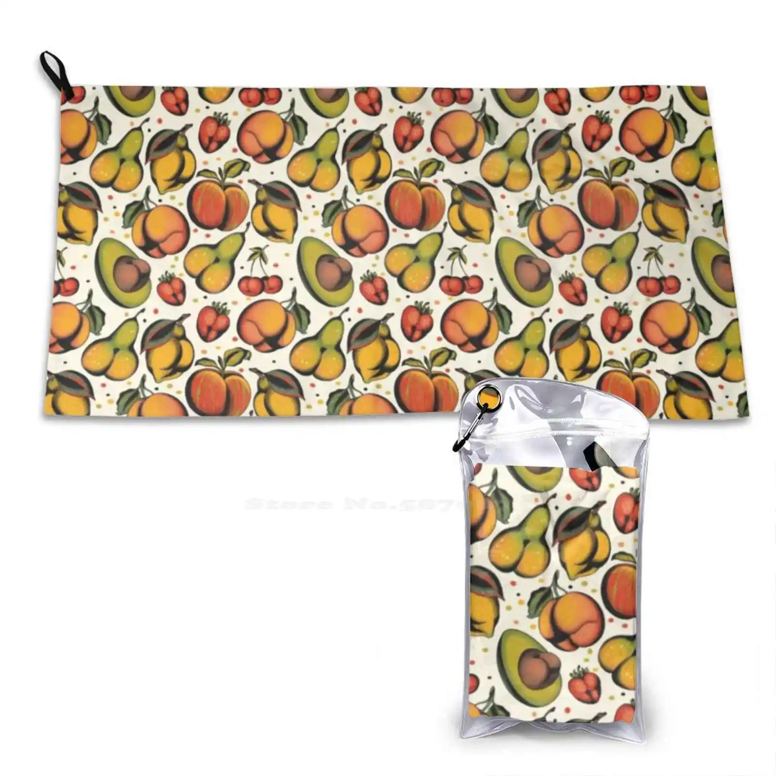 Tutti Frutti , Sexy Fruits Tattoo Flash Asciugamani Da Bagno Morbidi Personalizzati Home Outdoor Fruits Sexy Summer Butt Bootylicious Tattoo