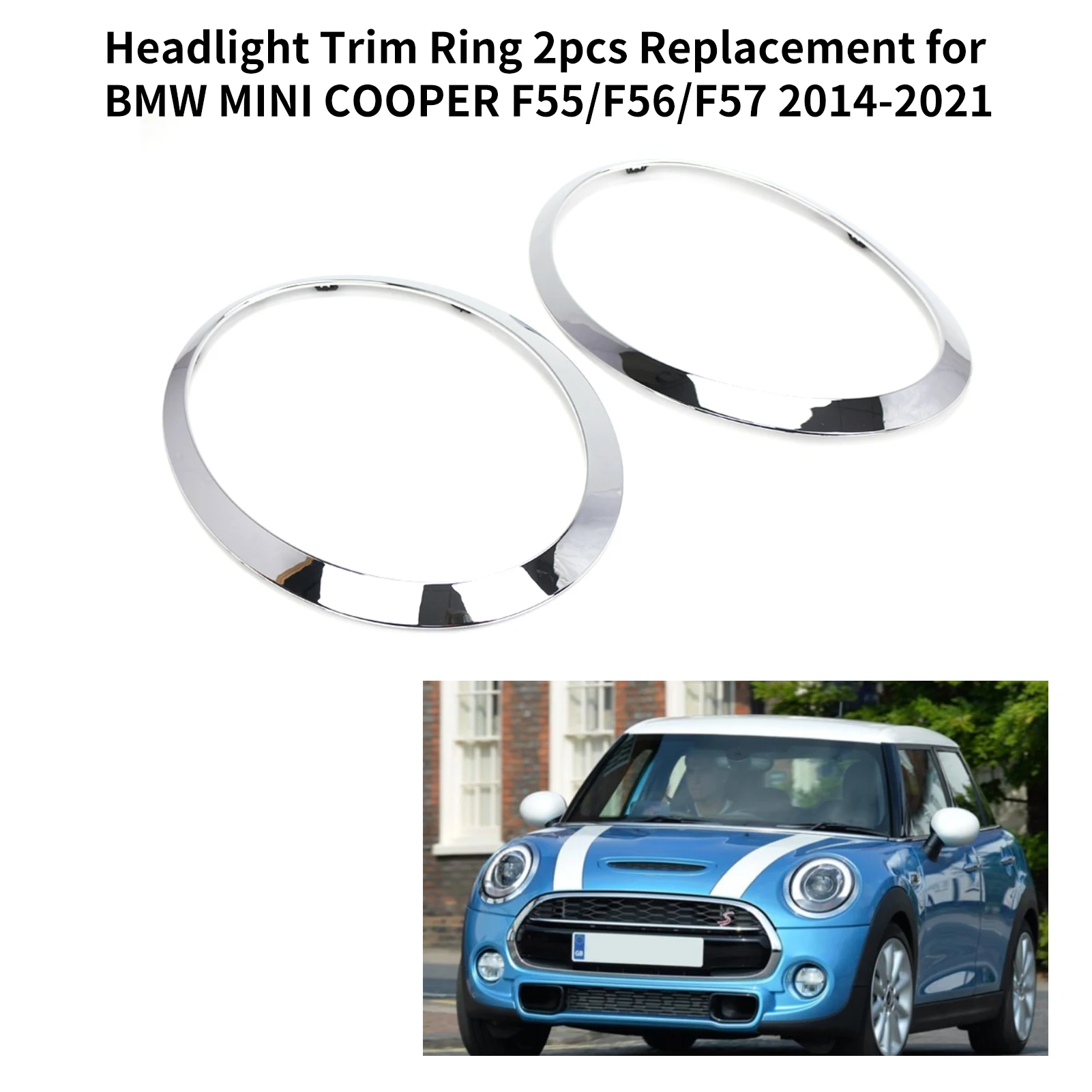 Zoternen 2-teiliger Scheinwerfer-Zierring, Ersatz Für BMW MINI COOPER F55f56f57 20142021 Oem 51137300631 51137300632 51712355791 51712355798 85658967