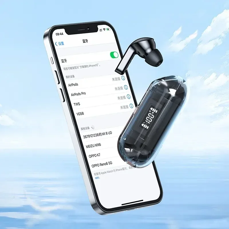 Wireless Bluetooth Earbuds with LED Display - Touch Control, Noise Cancelling, Waterproof Sports & Gaming Headset