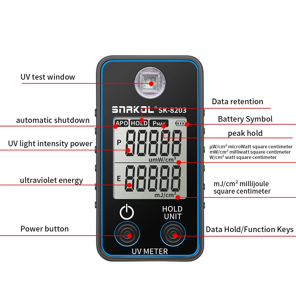 SK8203 Digital UV Illuminometer Professional UV Tester Ultraviolet