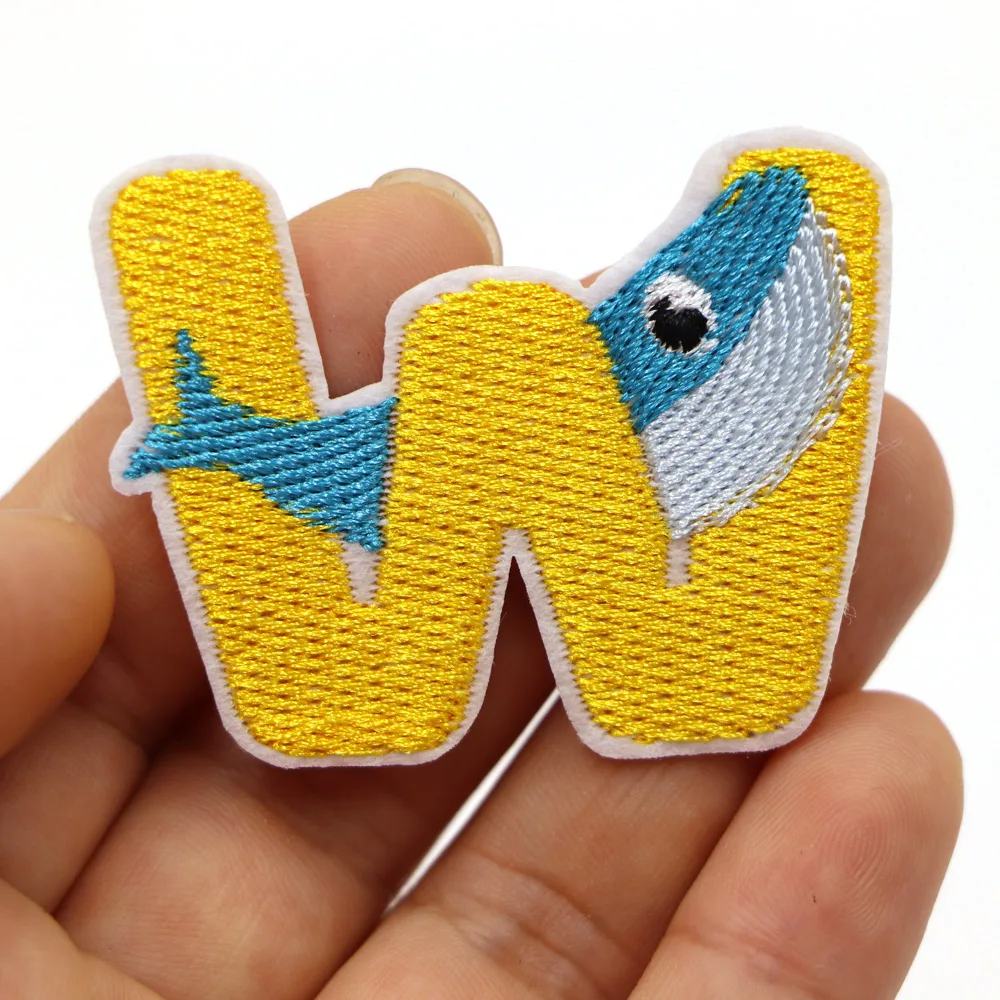 1PC Eisen auf Patches Nähen auf Applique Patches Tiere Buchstaben Alphabet Gestickte Patches Diy Benutzerdefinierte Name Abzeichen Reparatur patch – Detail 27