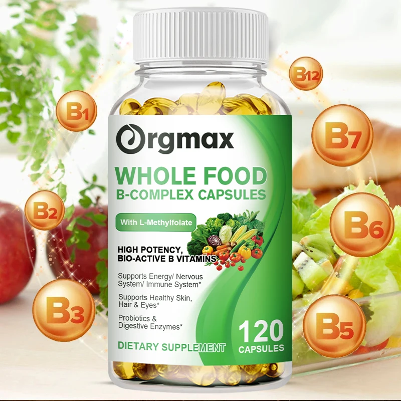 Orgmax Vitamin B Complex Capsule B12 Folic Acid Biotin Reduce Stress