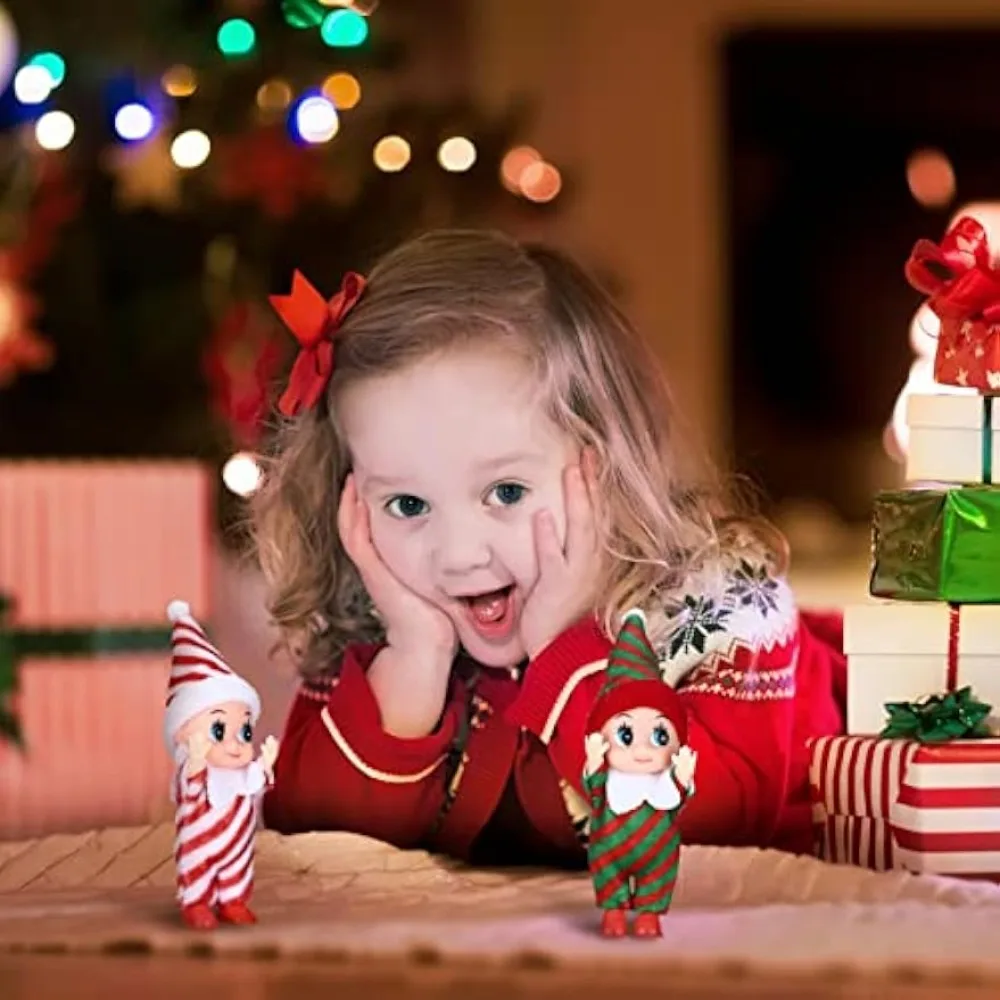 Pieces Tiny Elf Doll Christmas Miniature Twins Newborn Baby