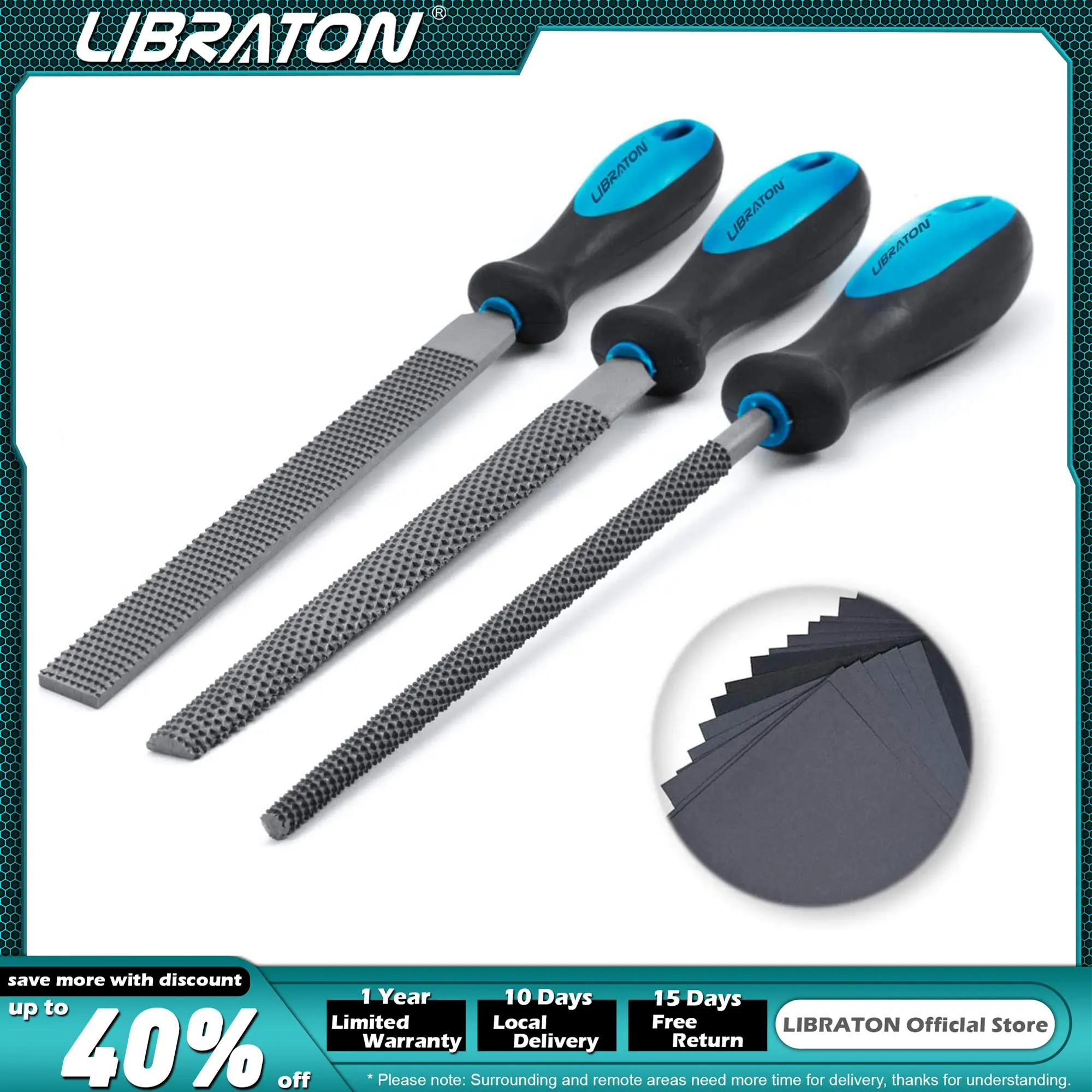 LibratonWoodFileSet3PcsWoodRaspsIncludeRoundHalfroundFlat