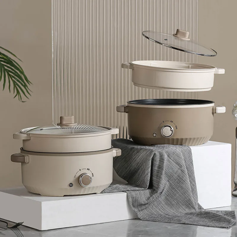 Large capacity household electric cooking pot electric hot pot multi-functional cooking pot dormitory non-stick with steamer 4