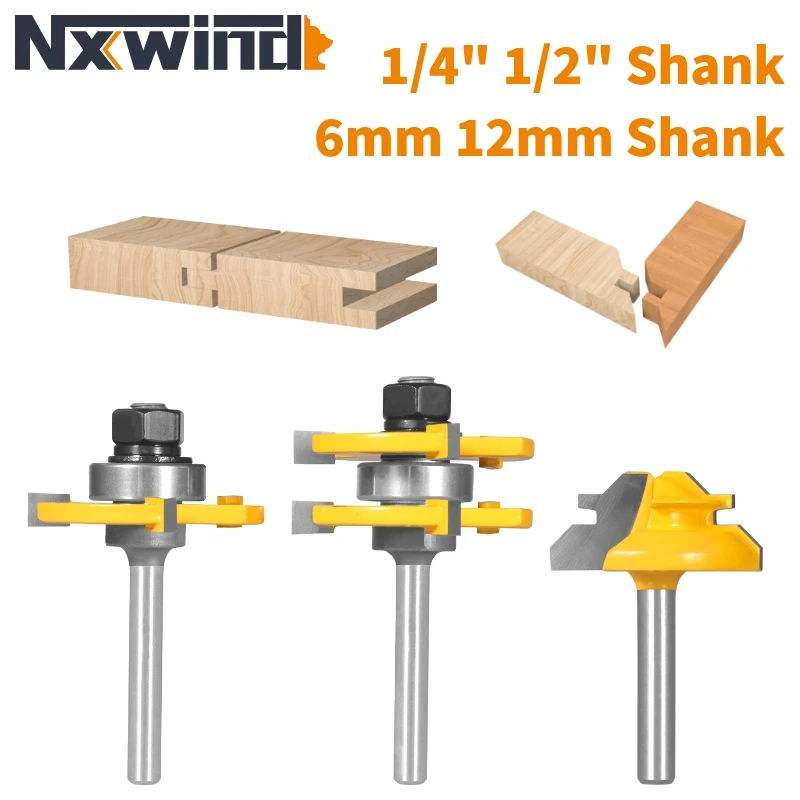 

NXWIND 3PCS 6MM 6.35MM 12MM 12.7MM Shank Router Bit Woodworking Milling Cutter For Wood Bit Face Mill Carbide Cutter End Mill