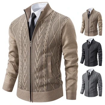 Cappotto maglione lavorato a maglia da uomo casual caldo imbottito in cashmere autunno e inverno 2023 1