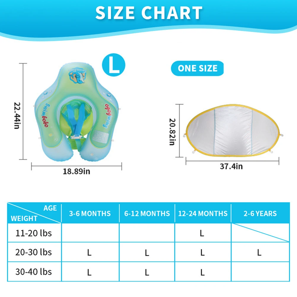 Baby Swimming Rings Sun Protection Sunshade Inflatable Pool Kid Water Party Toys Safety Children for Baby Care