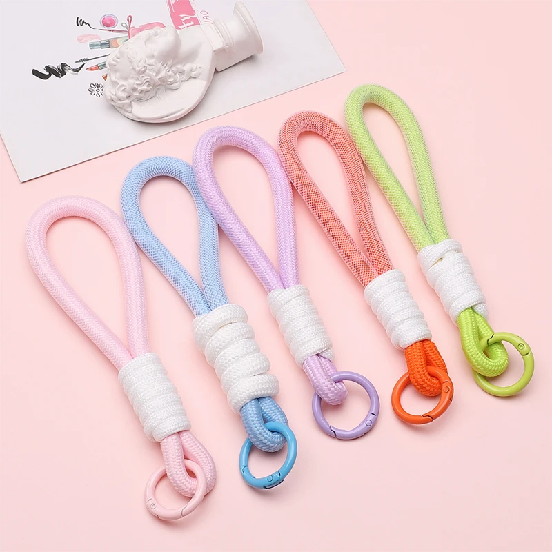 Reine Farbe Gewebt Handy Lanyard Net Tuch Stil Wasser Flasche Schlüsselbund Ring Kreative Auto Schlüssel Hängende Dekoration ﻿