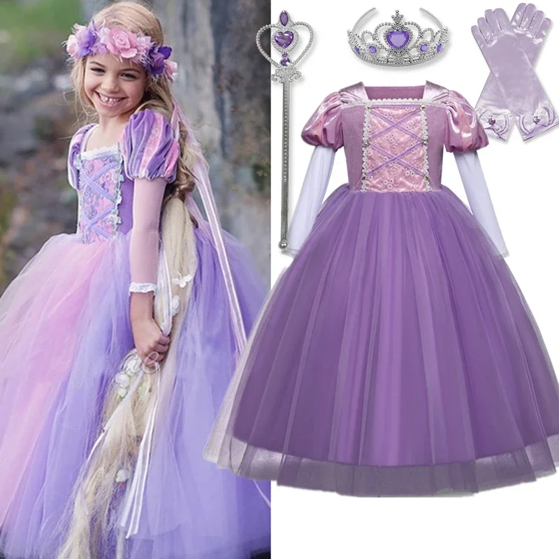 

Kid Princess Dress Girls Birthday Party Gown Carnival Fancy Disguise 4-10Y Children Halloween Clothes Cosplay Frocks