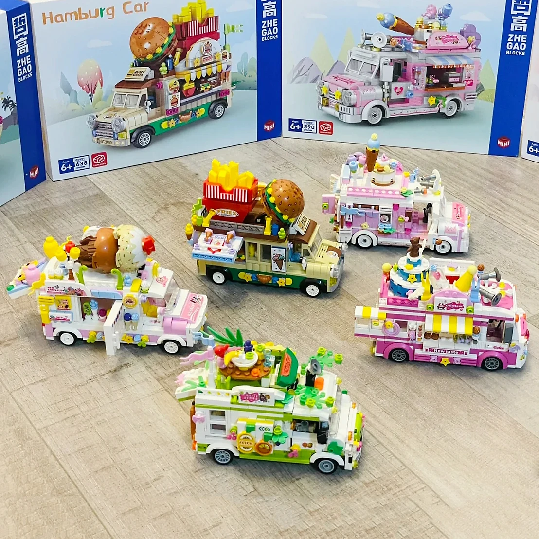 Technical Mini Ice Cream Food Truck Hamburg Car Building Blocks