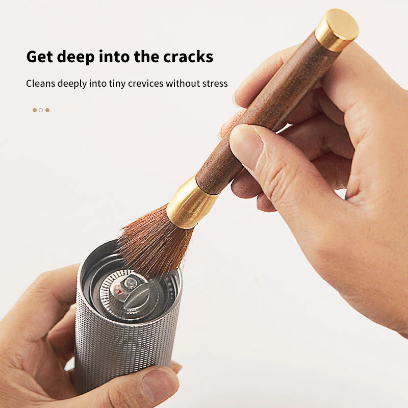 Premium Wooden Handle Coffee Grinder Cleaning Brush for Baristas and Home Kitchens