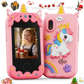 Smartphone per Bambine, Regalo di Natale e Compleanno, Giocattolo con Touchscreen, Doppia Fotocamera, Giochi e Lettore Musicale