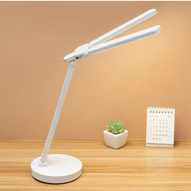 

LED Desk Lamp USB Dimmable Touch Table Lamp with Calendar Temperature Clock Reading Lamp with Pen Holder Foldable Night Light