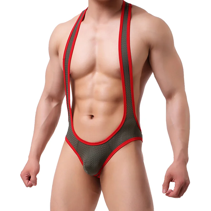 

Gay Underwear Mens Lingerie Sexy Mesh Bodysuit Jockstrap Bodywear Wrestling Singlet Leotard Jumpsuits Suspender Sexy Teddies