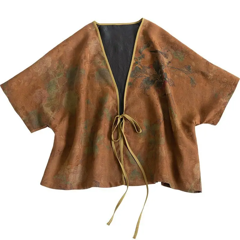 2023 Chinese style traditional hanfu blouse Womens summer short Chinese thin cardigan elegant tangsuits top vintage 