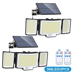 Enhanced Solar - Powered Outdoor Security Light with Motion Sensor, 366 LED, IP65 Waterproof Design (366LED 2PCS)