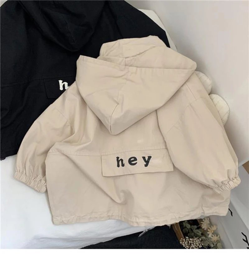 2-7 Jahre Frühling Herbst Jungen Kapuzenjacke Buchstaben Mode Hübsche Kinder Windjacke Mantel Lange Ärmel Reißverschluss Oberbekleidung – Detail 7