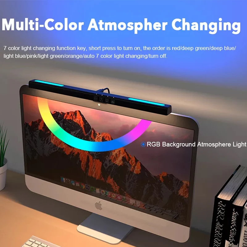 RGB LED Computer Monitor Light Bar Display Screen Hanging Lamp Eye Protection Lamp For Learning/Reading/Work Dimming Night Light 2