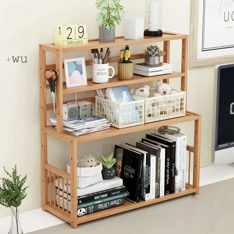 Wooden Bookshelf Desk Organizers Spice Rack Kitchen Accessories Gadgets Shelves Supplies Home Storage Organizer Seasoning Holder