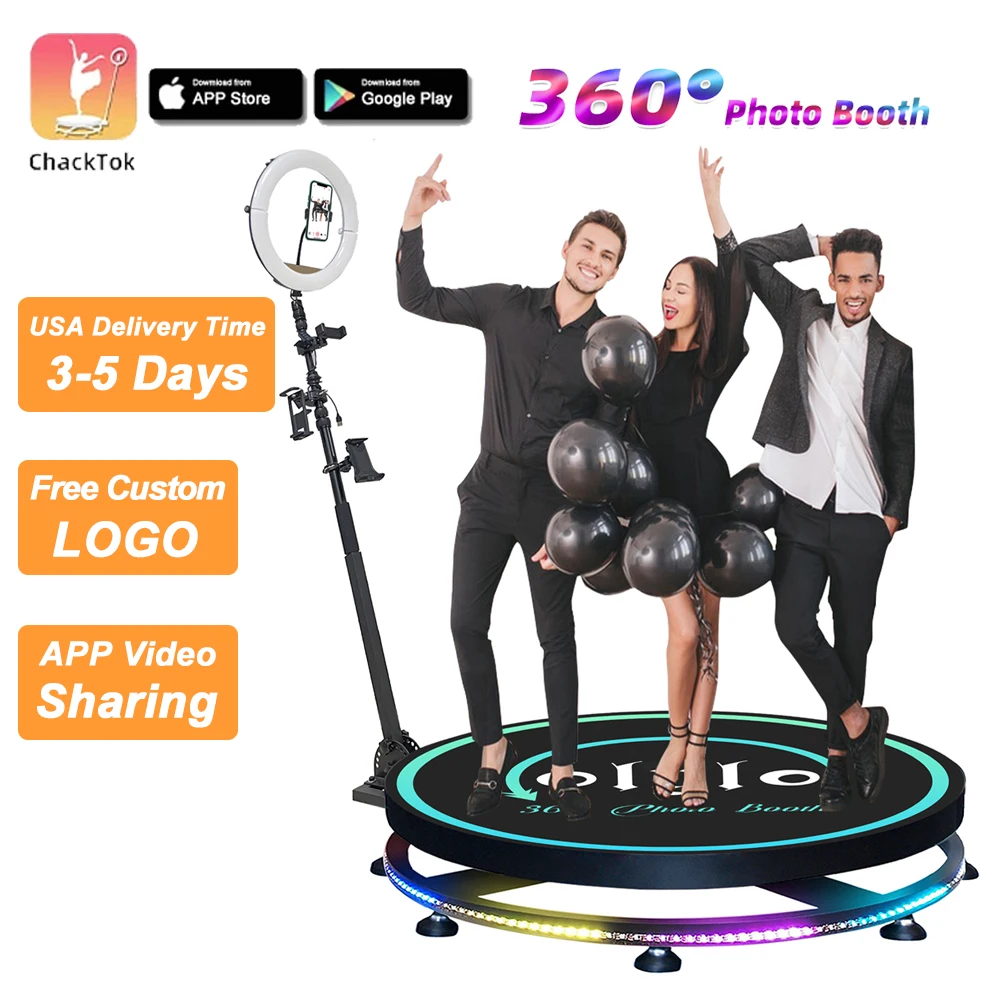 360 사진 부스, Bluetooth 소프트웨어 제어, 슬로우 모션 회전, 맞춤형 로고, 파티 결혼식 대형 행사 휴대용 사진 부스