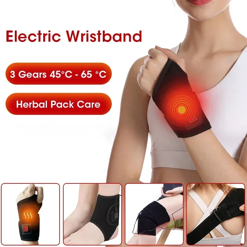 Electric Heating Brace for Knee Wrist Ankle Neck Pain Relief Adjustable Temperature Compression Therapy Fast Heat Wrap