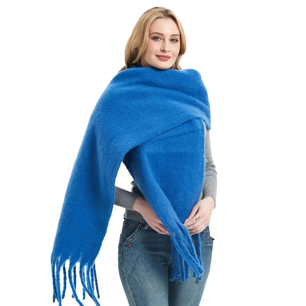 Winter Accessories Women Cashmere Scarf Thick Warm Solid Cape Wraps Bandana Pashmina Long Tassel