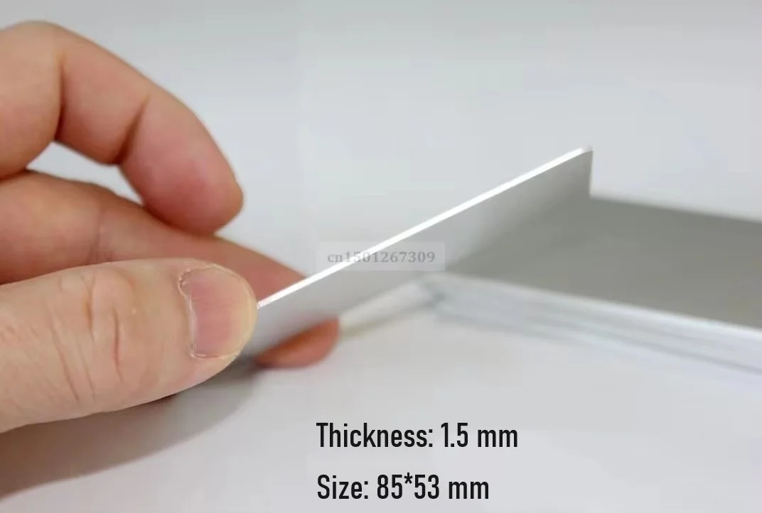 Thickness 1.5mm Anodized Matte Finish Silver Aluminum Metal Business Cards Laser Engraving